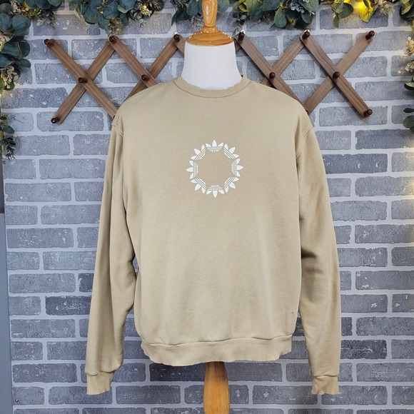 adidas Other - Adidas Pinwheel Crew Mens XL Beige Circle Trefoil Graphic Sweatshirt Pullover